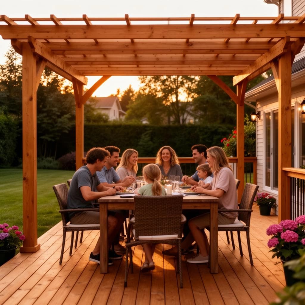 Family enjoying outdoor living space